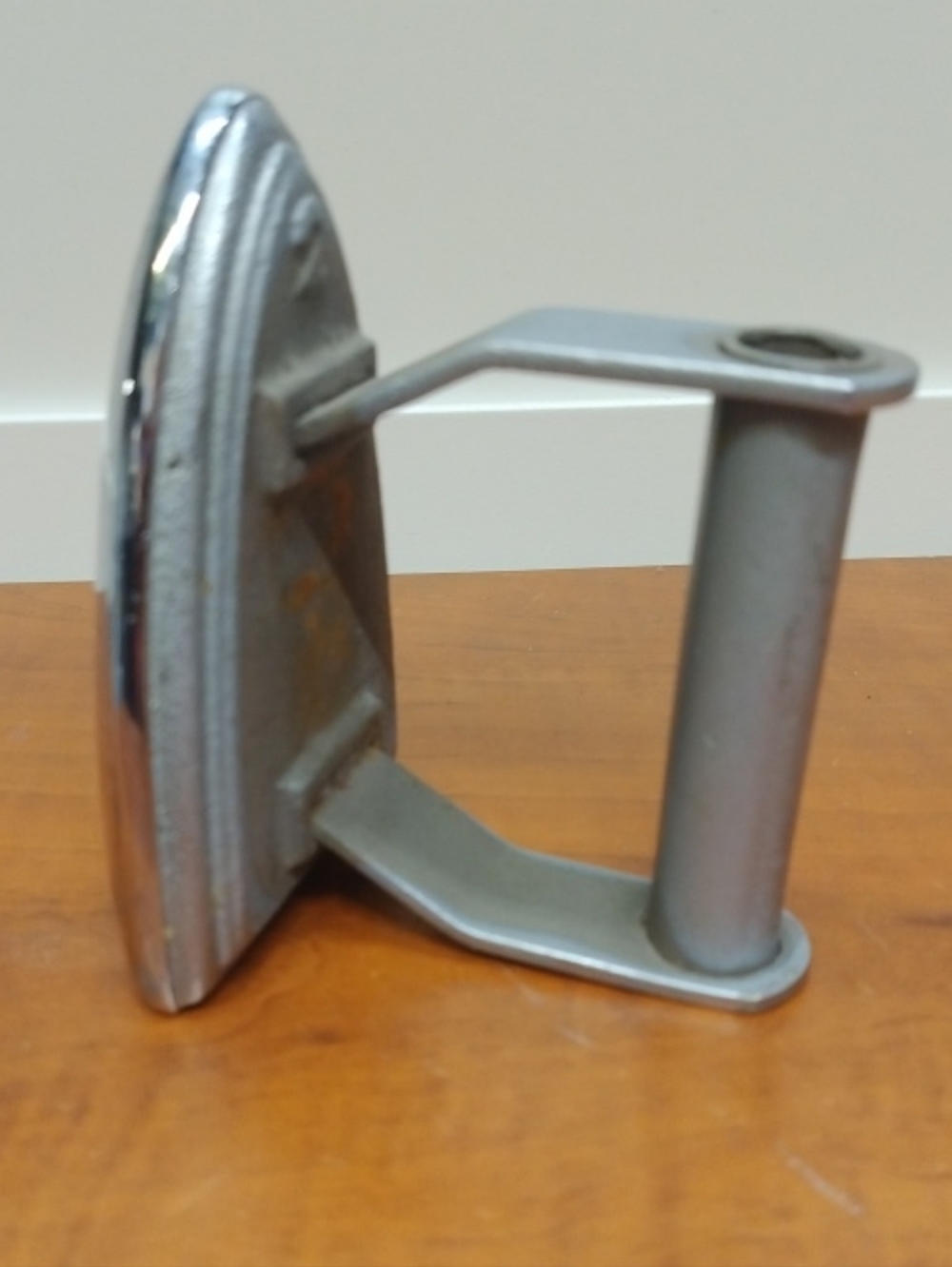Unique Vintage Chrome Round Bottom Pewter Sad Iron  #2